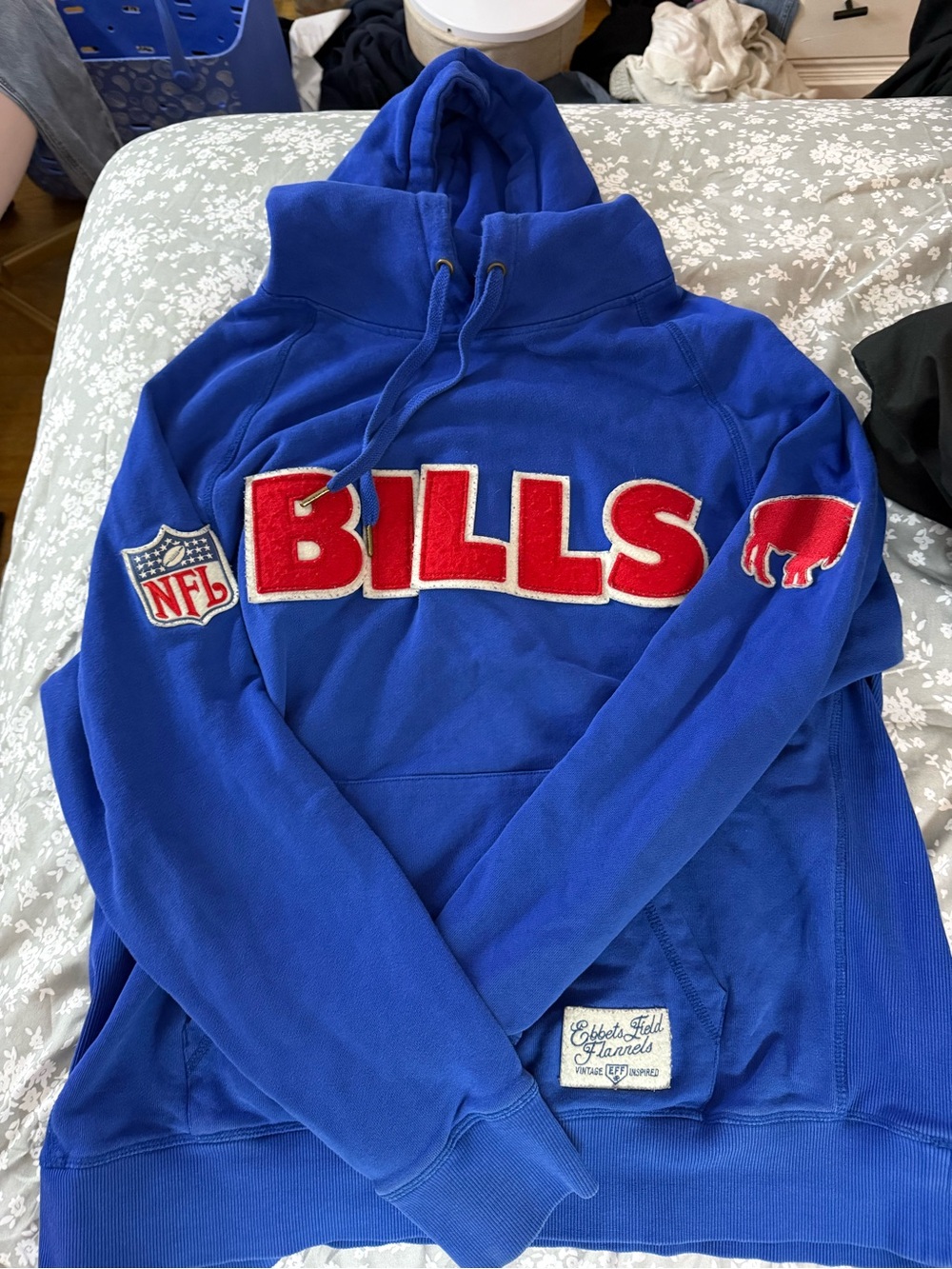 Buffalo Bills Royal Blue Pullover Hoodie with Red Appliqué